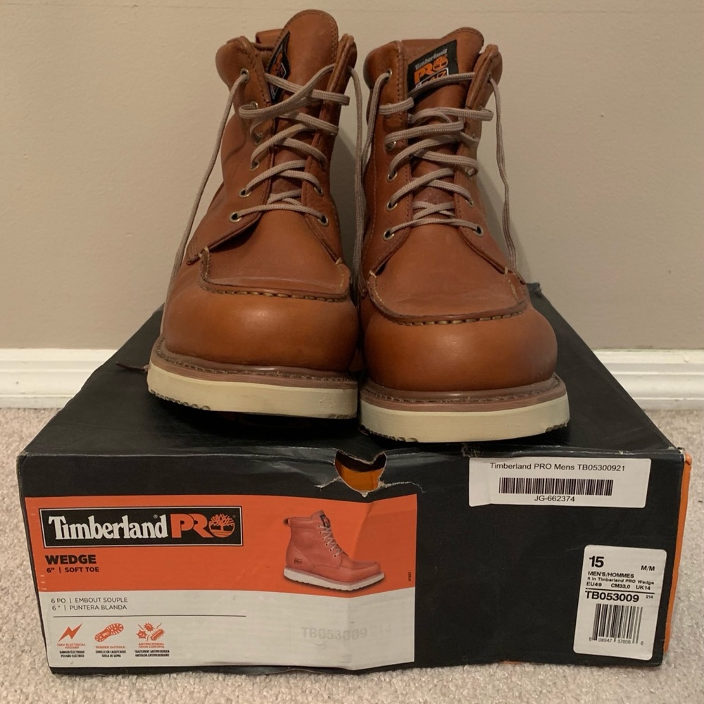 Timberland PRO Mens Wedge Rust Work Boots Size 15